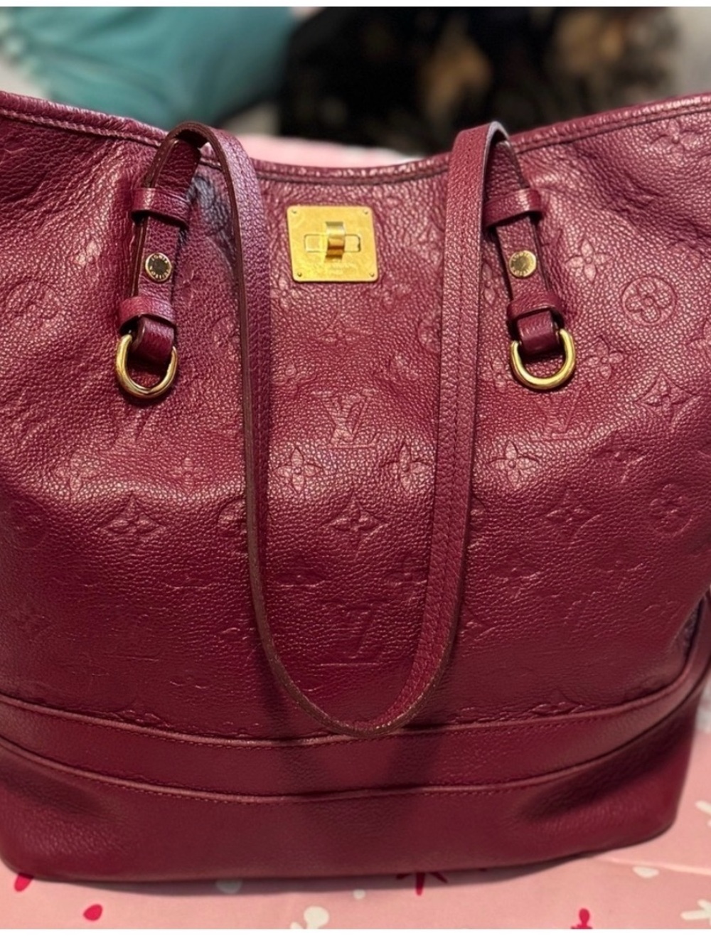 Louis Vuitton Citadine Empreinte Leather Burgundy Tote